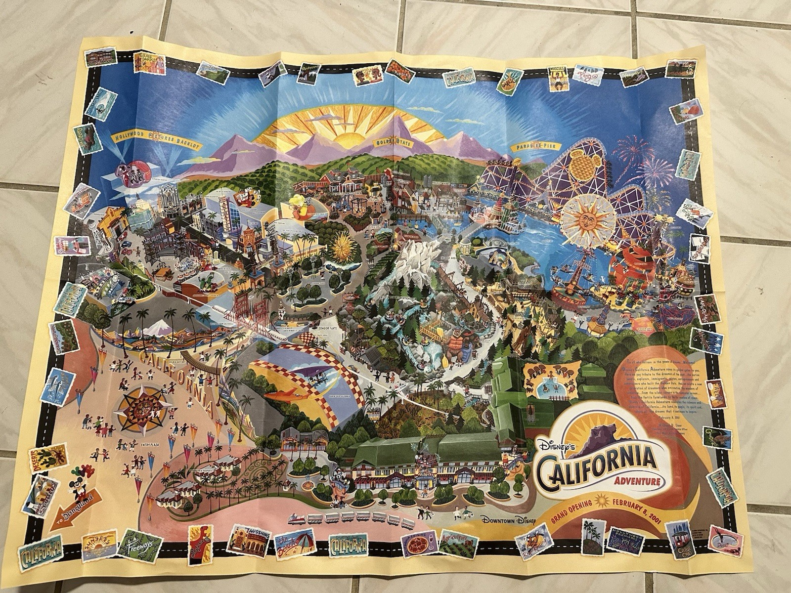 Disney’s California Adventure GRAND OPENING DAY Map February 8 2001 - 34x26.5”