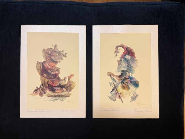 ORIGINAL ARTIST's COPY MONOTYPE PRINTS Set of 2 UNIQUE MYSTICAL CREATURES ORIGINAL ARTIST's COPY MONOTYPE PRINTS Set of 2 UNIQUE MYSTICAL CREATURES