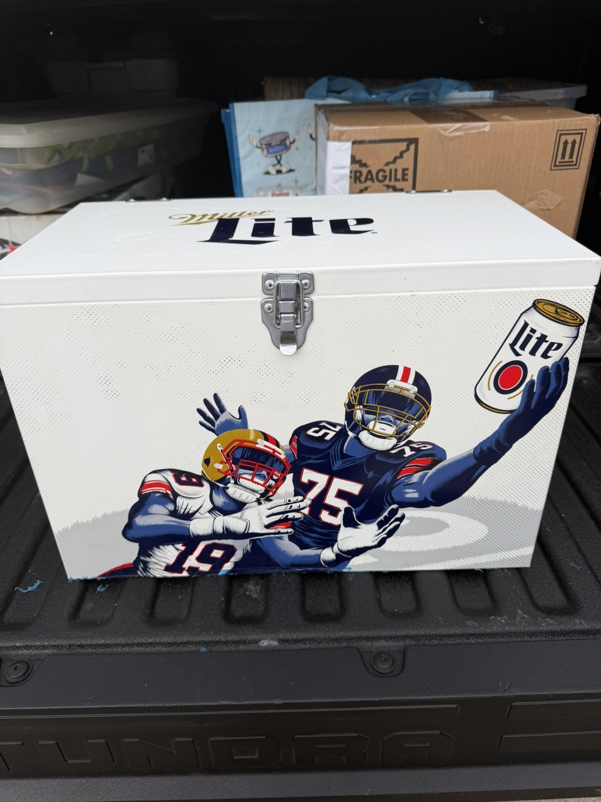 Miller Lite Game Time Ice Chest Cooler White/Blue Football Sports Theme Miller Lite Game Time Ice Chest Cooler White/Blue Football Sports Theme