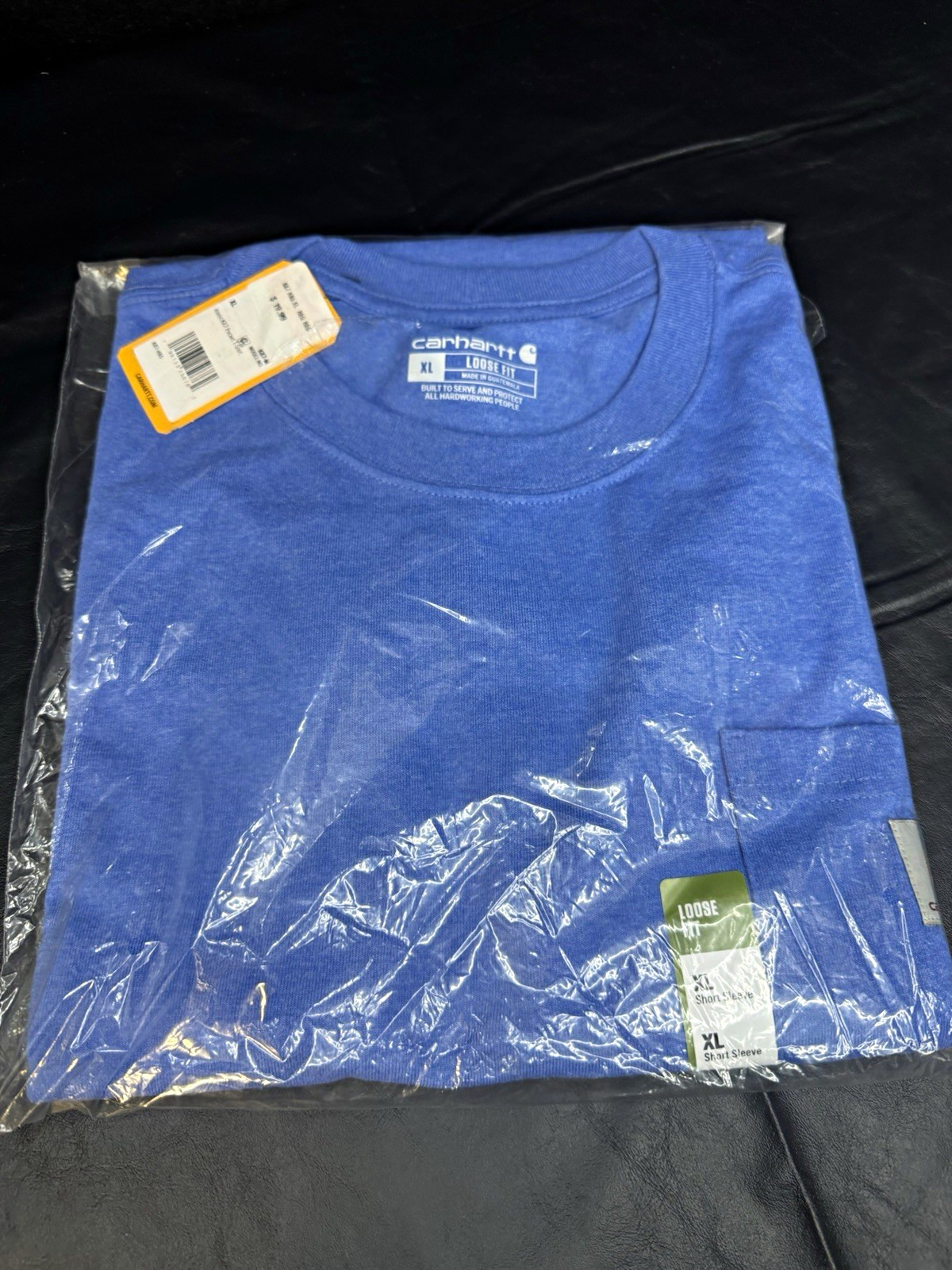 Carhartt Men\'s XL K87-HX6 Iconic Pocket Logo Blue SS Crew Neck Loose Tee Carhartt Men\'s XL K87-HX6 Iconic Pocket Logo Blue SS Crew Neck Loose Tee