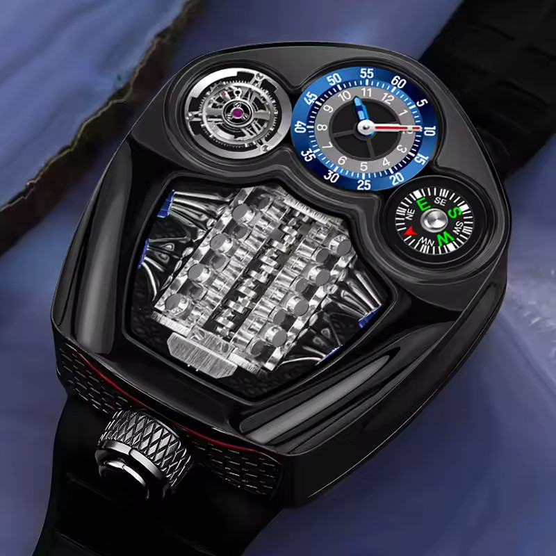 🔥USA🔥PINDU Engine Series Personality Leisure Barrel Hollow Men\'s P6658 Watch 🔥USA🔥PINDU Engine Series Personality Leisure Barrel Hollow Men\'s P6658 Watch