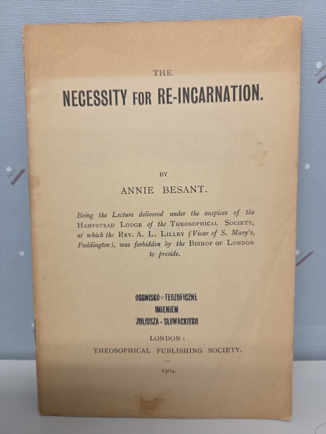 Necessity for Reincarnation Annie Besant 1904 Theosophy Pamphlet Occult Rare...