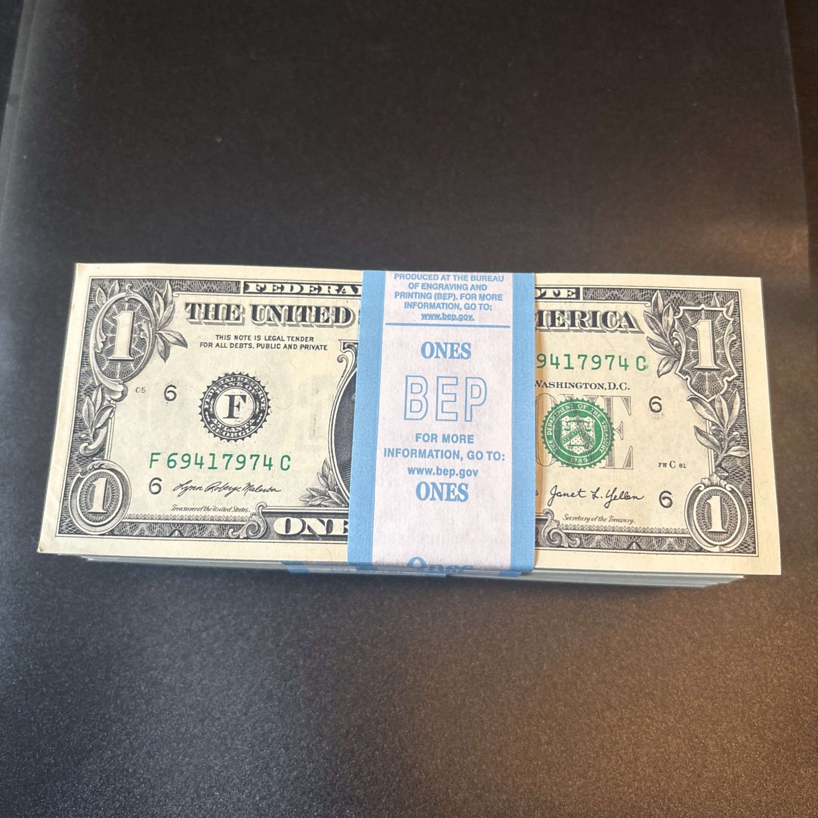 100 $1 Notes - US Currency  – 100 Uncirculated Notes – 2021 Chicago (BEP Strap)