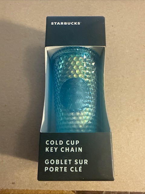 Starbucks Winter 2023 Glacier Blue Studded Cold Cup Keychain NIB 