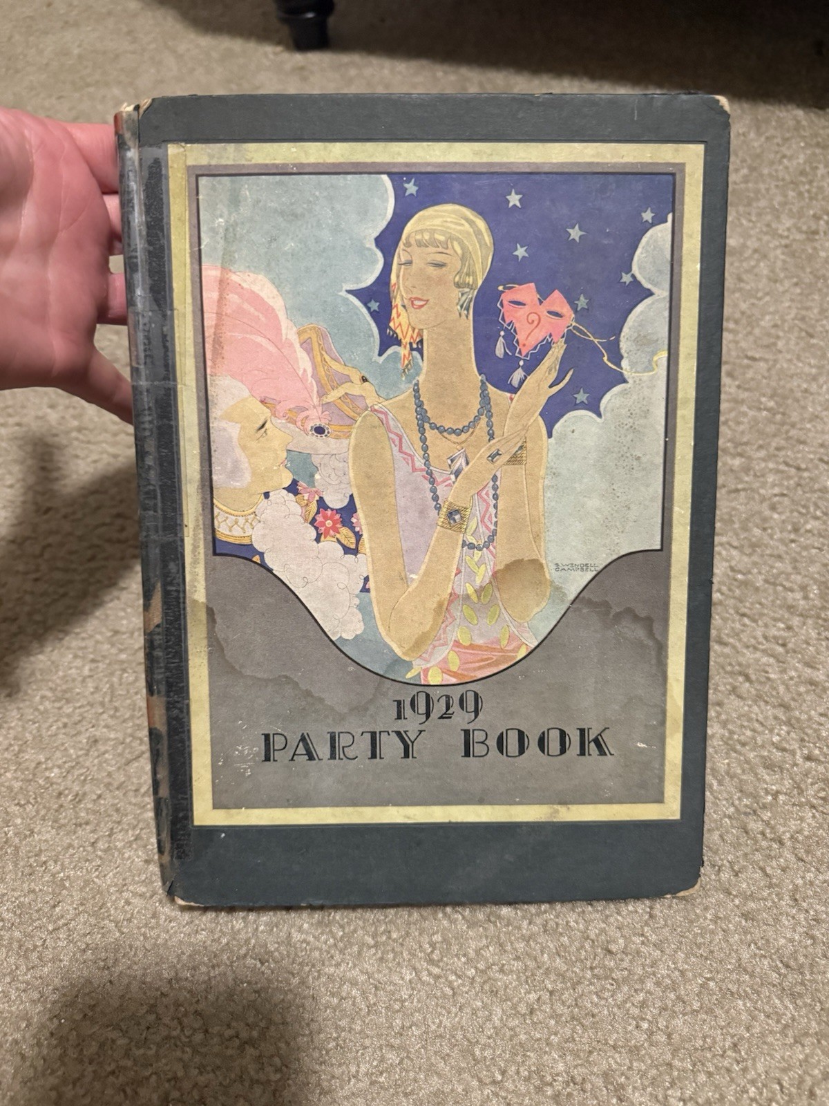 vintage 1929 Party Book with art deco cover (fair) S. Wendell Campbell 