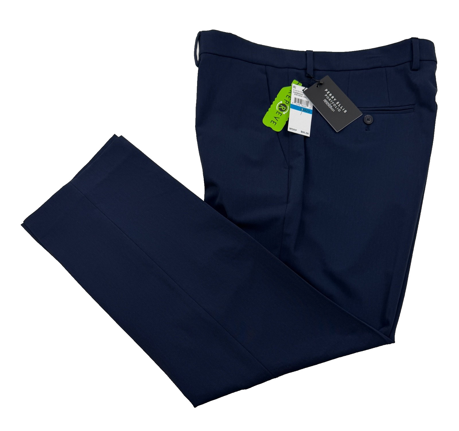 $95 NEW PERRY ELLIS MENS 32X30 VINTAGE INDIGO SOFT TROUSERS DRESS PANTS SLACKS