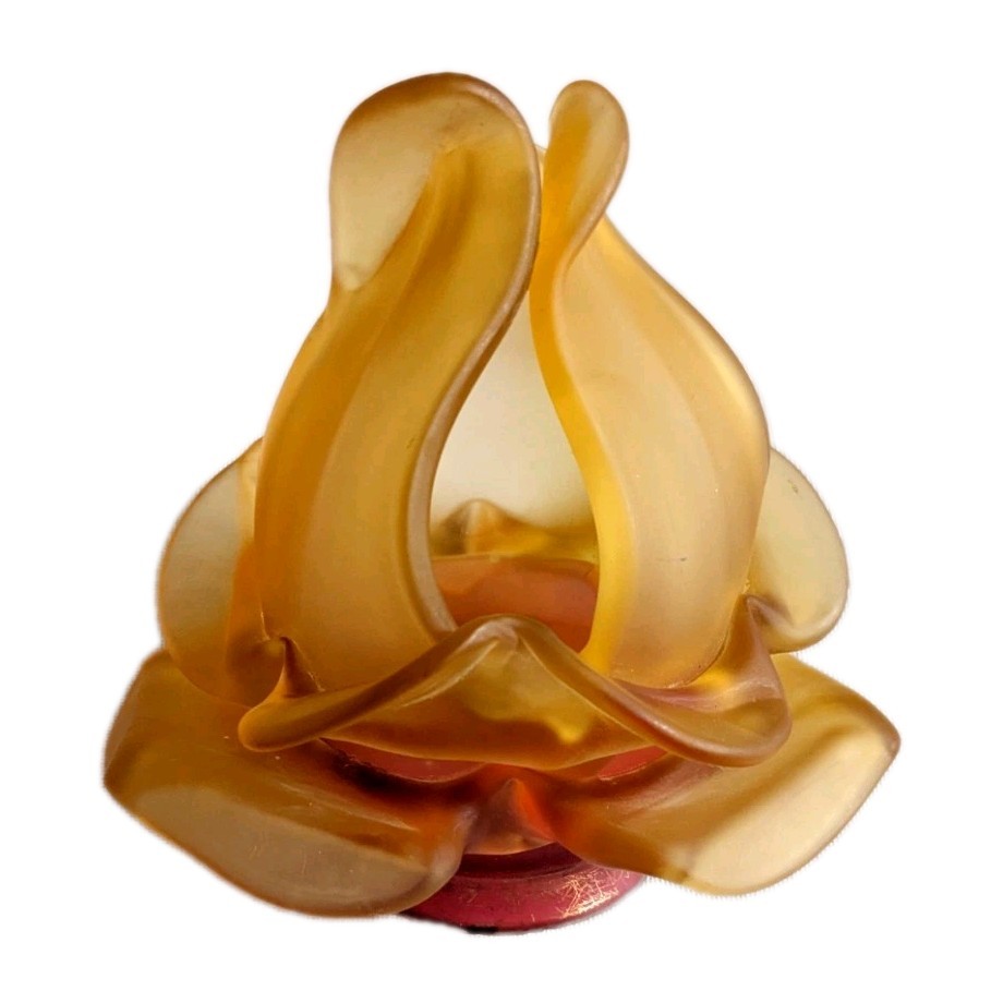 Unique Very Rare Handcrafted Antique French Two tones Glass Rose Petal Shade