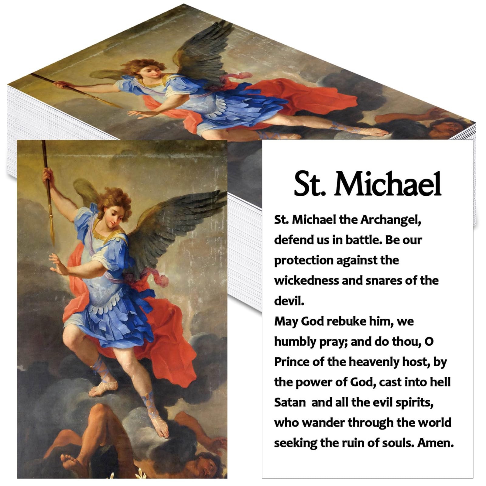 100 Pcs Catholic Prayer Cards Catholic Saint Cardstock Angel Holy Card Laminated