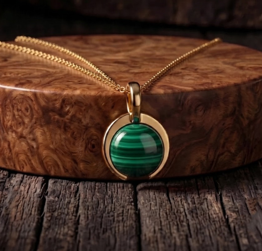 Handmade Green Malachite Pendant Dainty 14k Gold Plated Elegant Women's Jewelry Handmade Green Malachite Pendant Dainty 14k Gold Plated Elegant Women's Jewelry