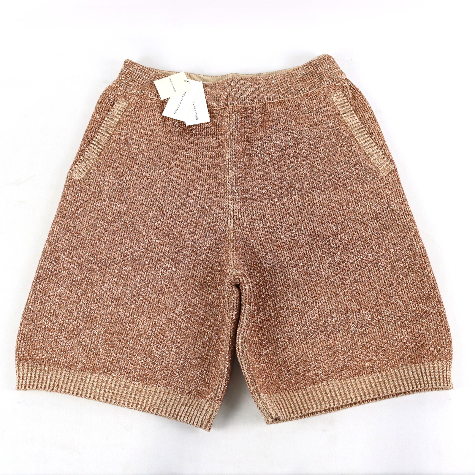 Dries Van Noten Metallic Knit Shorts In Rose Gold/Brown Men\'s Size Medium