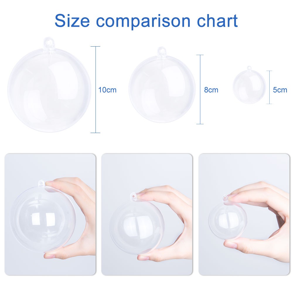 Clear Fillable Christmas Tree Ornaments DIY Craft Balls for Candy Gifts Decor