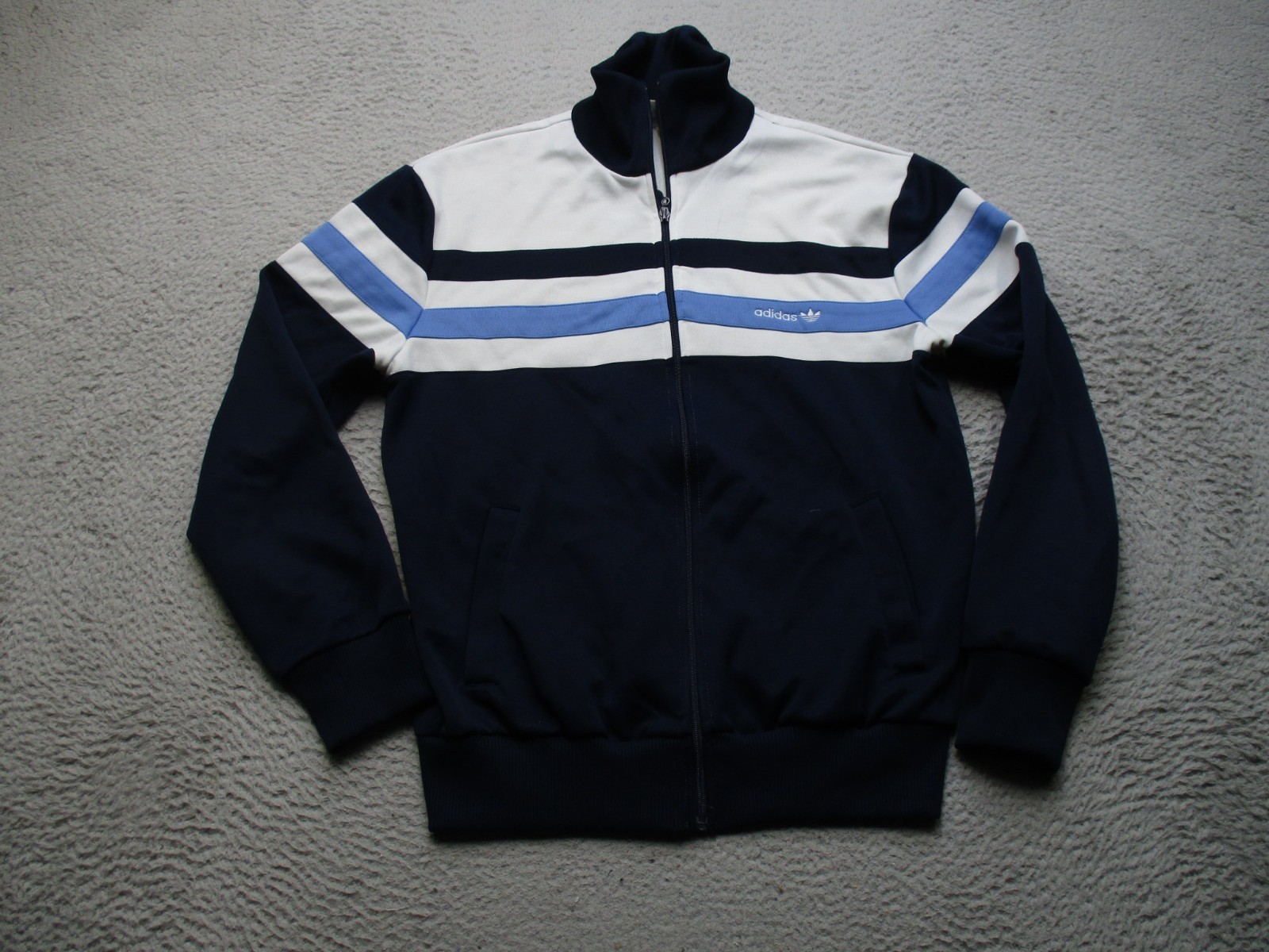 Vintage Adidas Track Jacket Mens M Blue Full Zip 3 Stripe Trefoil R.O.C Vintage Adidas Track Jacket Mens M Blue Full Zip 3 Stripe Trefoil R.O.C