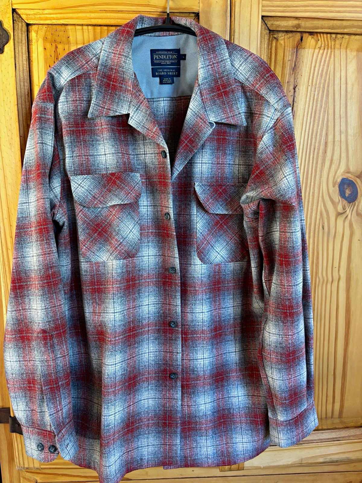 Pendleton Original Board Shirt Men\'s L Wool Plaid Button-Up Long Sleeve Pockets Pendleton Original Board Shirt Men\'s L Wool Plaid Button-Up Long Sleeve Pockets