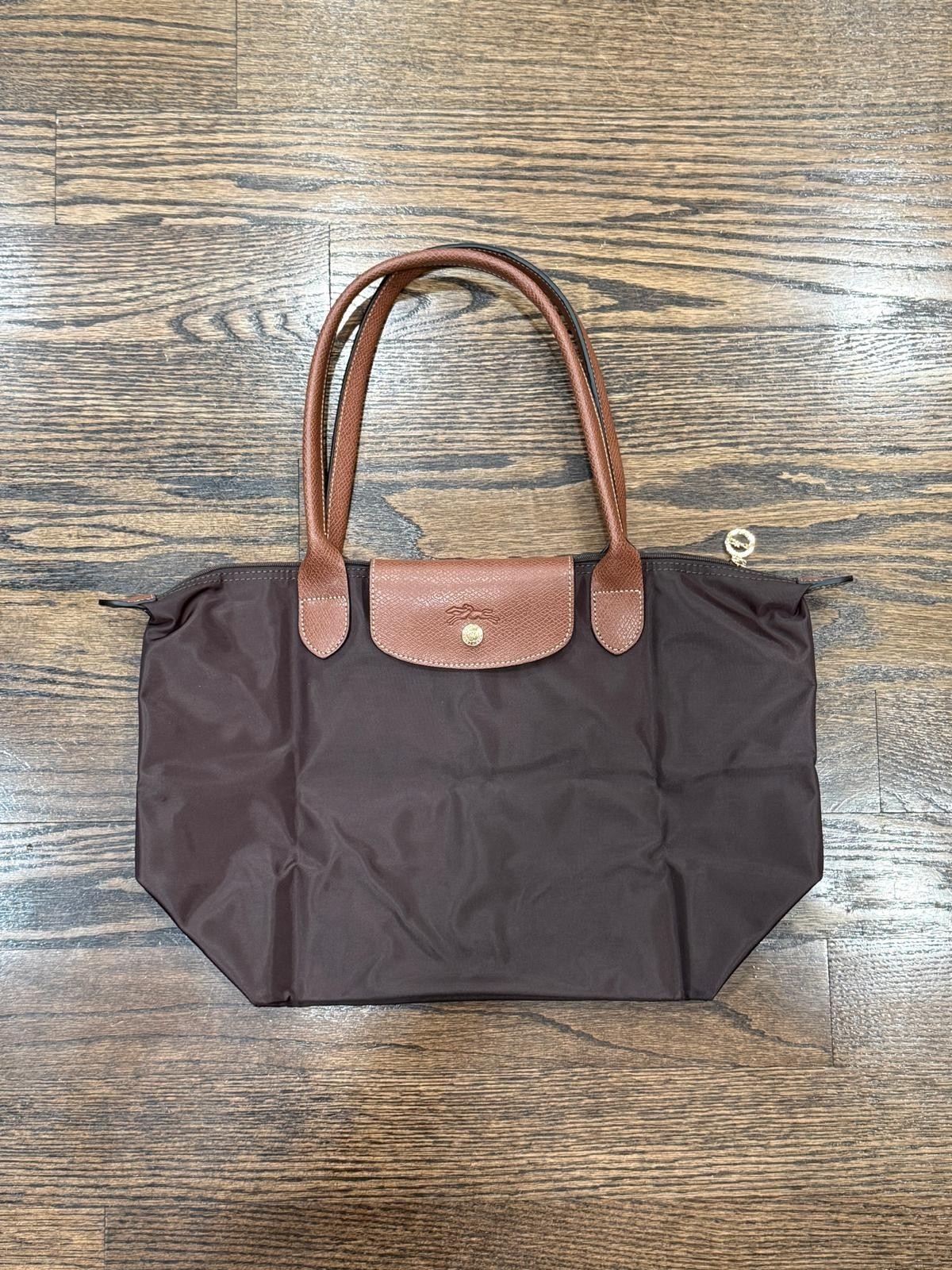 Longchamp Medium Le Pliage Brown Nylon Leather Tote Bag Never used no tags Longchamp Medium Le Pliage Brown Nylon Leather Tote Bag Never used no tags
