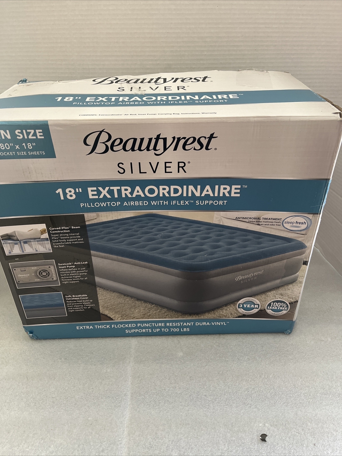 Queen Size Beautyrest Silver Extraordinaire Air Mattress with Pump Queen Size Beautyrest Silver Extraordinaire Air Mattress with Pump