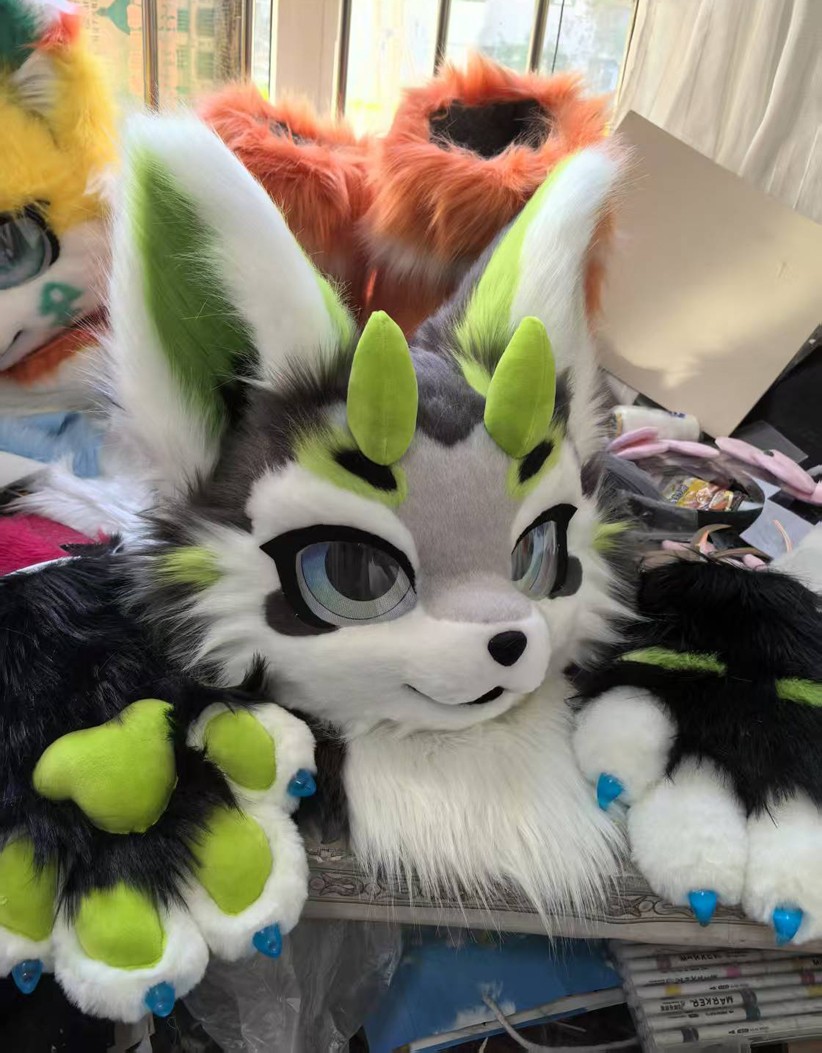 Fursuit Long Fur Husky Fox Mascot Head Party Halloween Fur Cosplay-Promotion