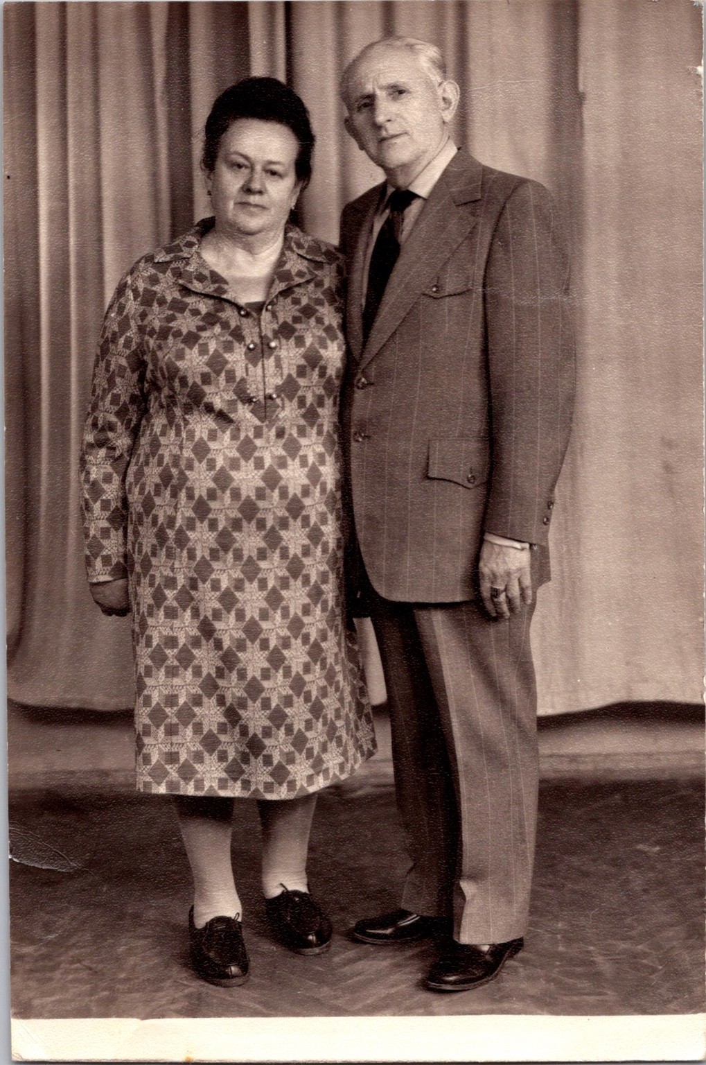 Vintage 1950s-60s Sepia Photo Older Couple Portrait Original Snapshot Vintage 1950s-60s Sepia Photo Older Couple Portrait Original Snapshot