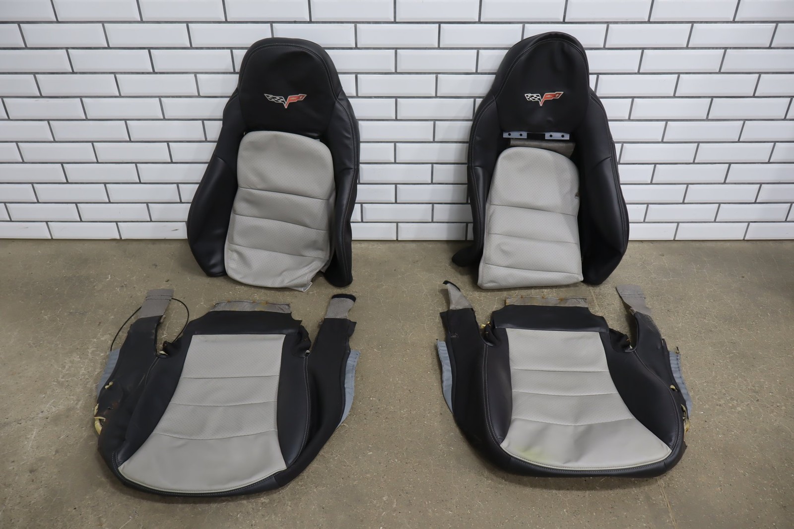 05-13 Chevy Corvette C6 Leather Seat Cover Set Titanium 846