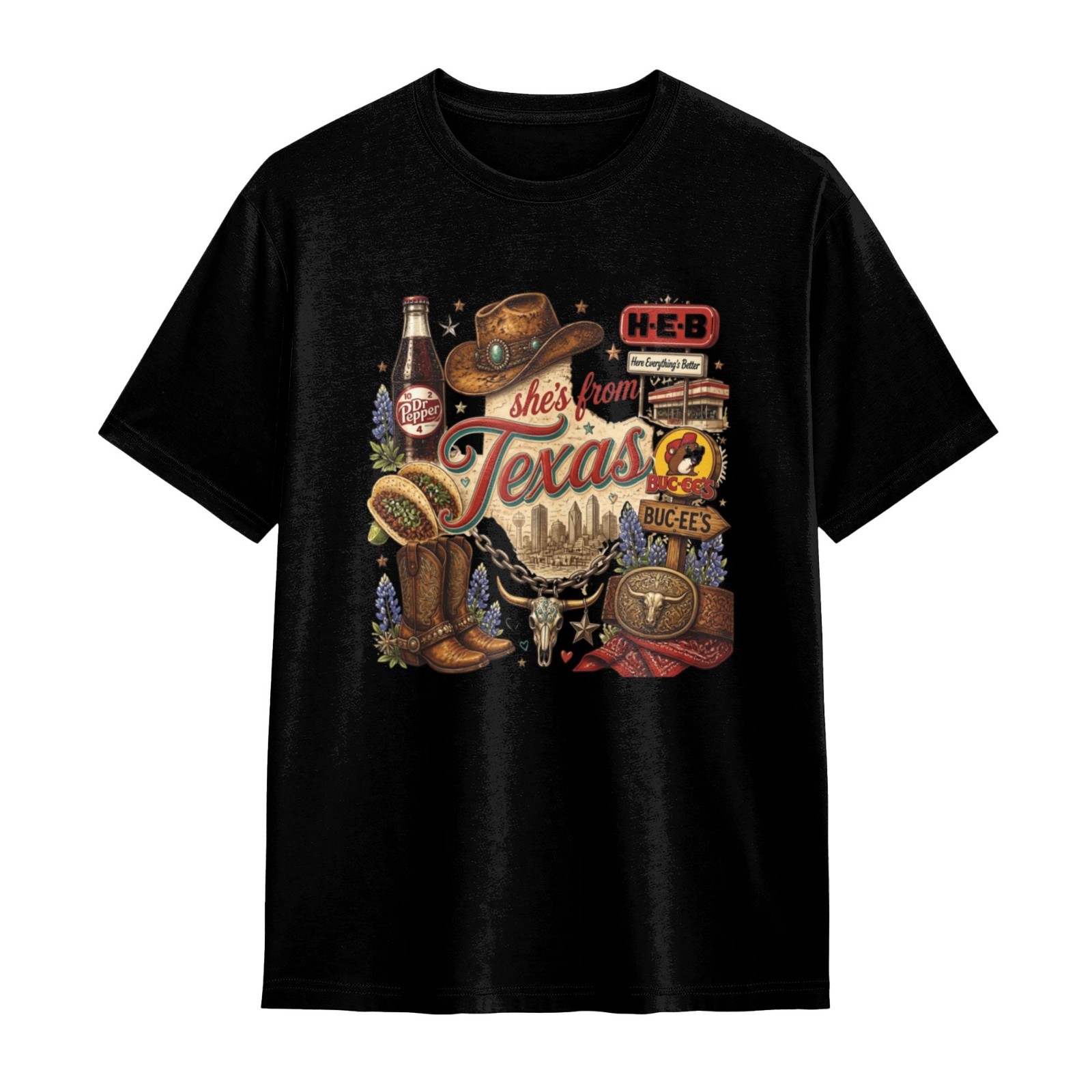 She's From Texas Retro Western Texas Buc-ee's H-E-B T-Shirt For Texas Native She's From Texas Retro Western Texas Buc-ee's H-E-B T-Shirt For Texas Native