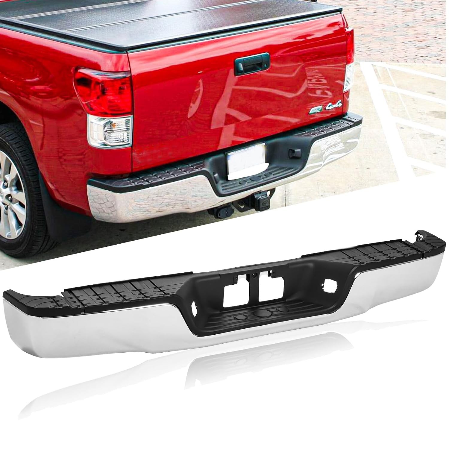 2007-2013 Toyota Tundra Chrome Rear Step Bumper Assembly Compatible Tundra 2007-2013 Toyota Tundra Chrome Rear Step Bumper Assembly Compatible Tundra