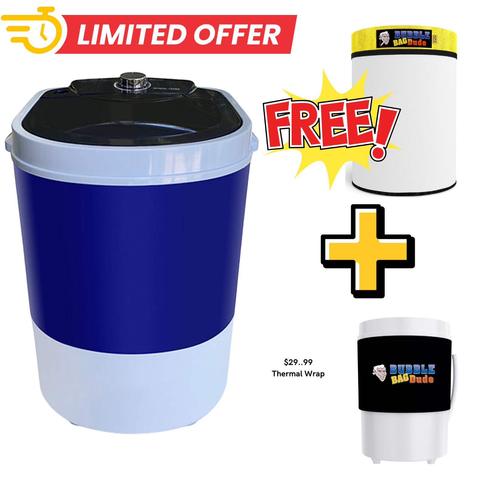 BUBBLEBAGDUDE 5 Gallon Bubble Hash Machine + 220µ Zipper Work Bag