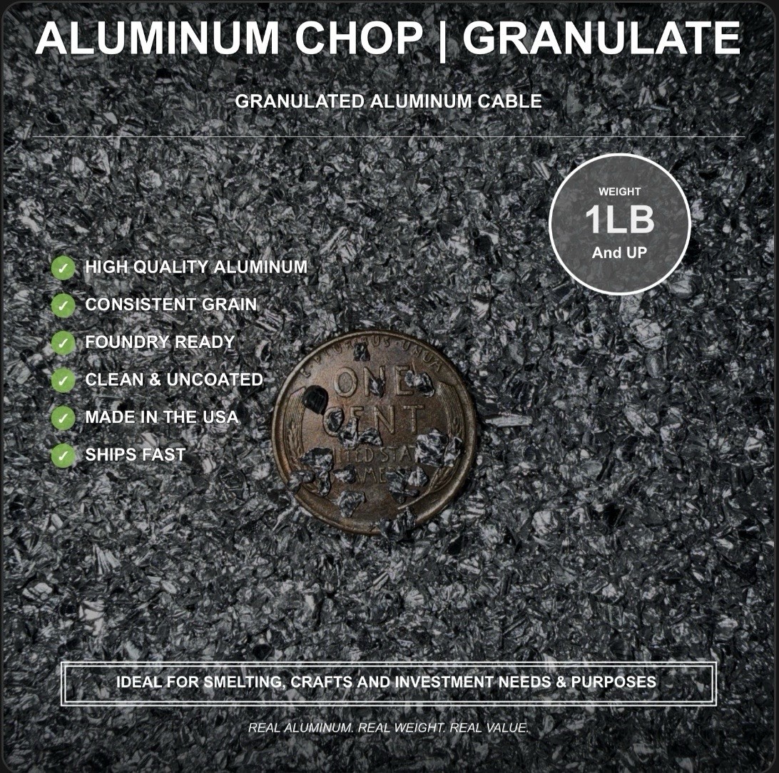 Granulated Aluminum Chop Shred Smelting Granulate - Med-Lrg - 1lb+