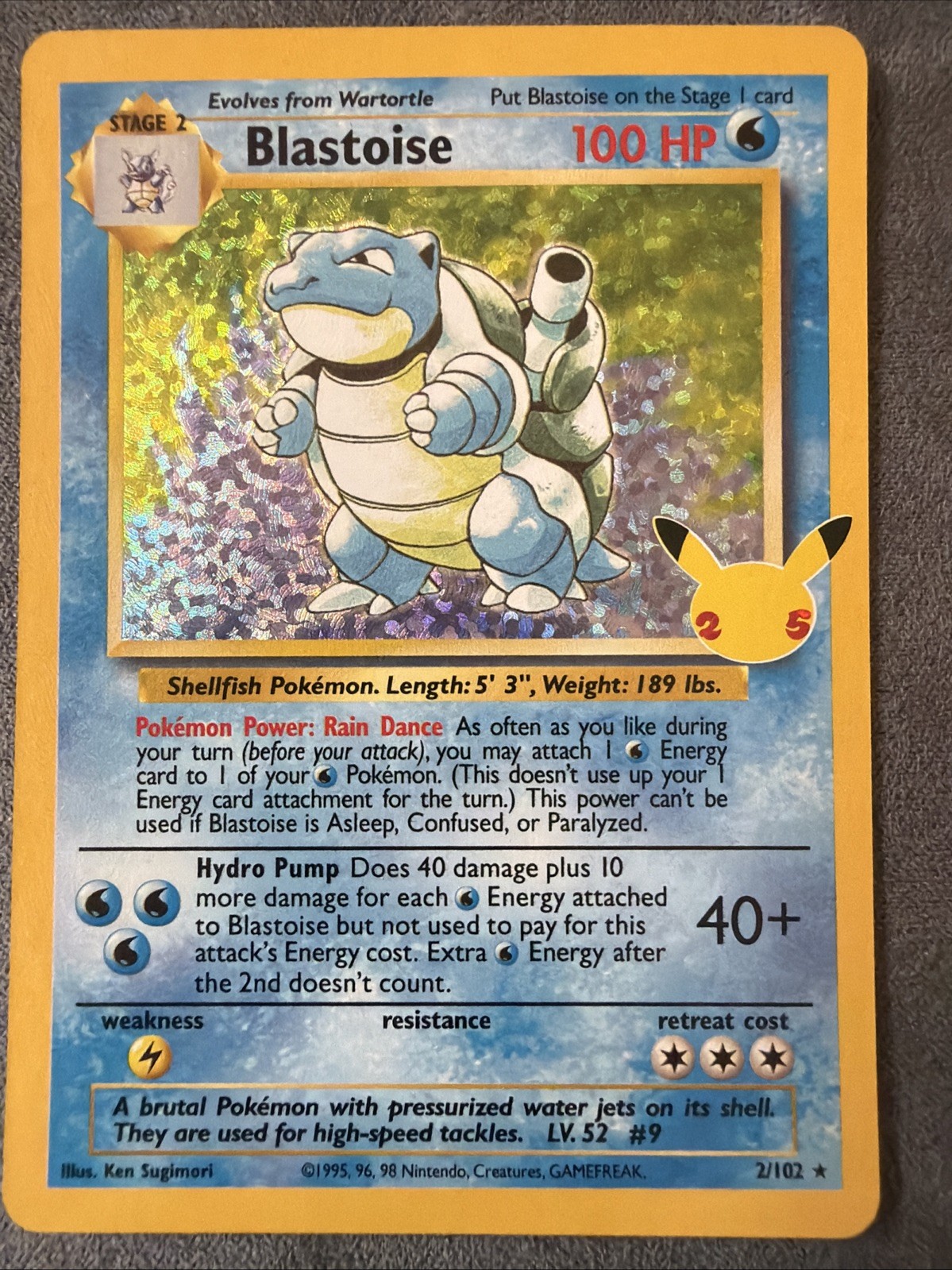 Pokémon TCG Blastoise Celebrations Classic Collection Card 2/102 NM