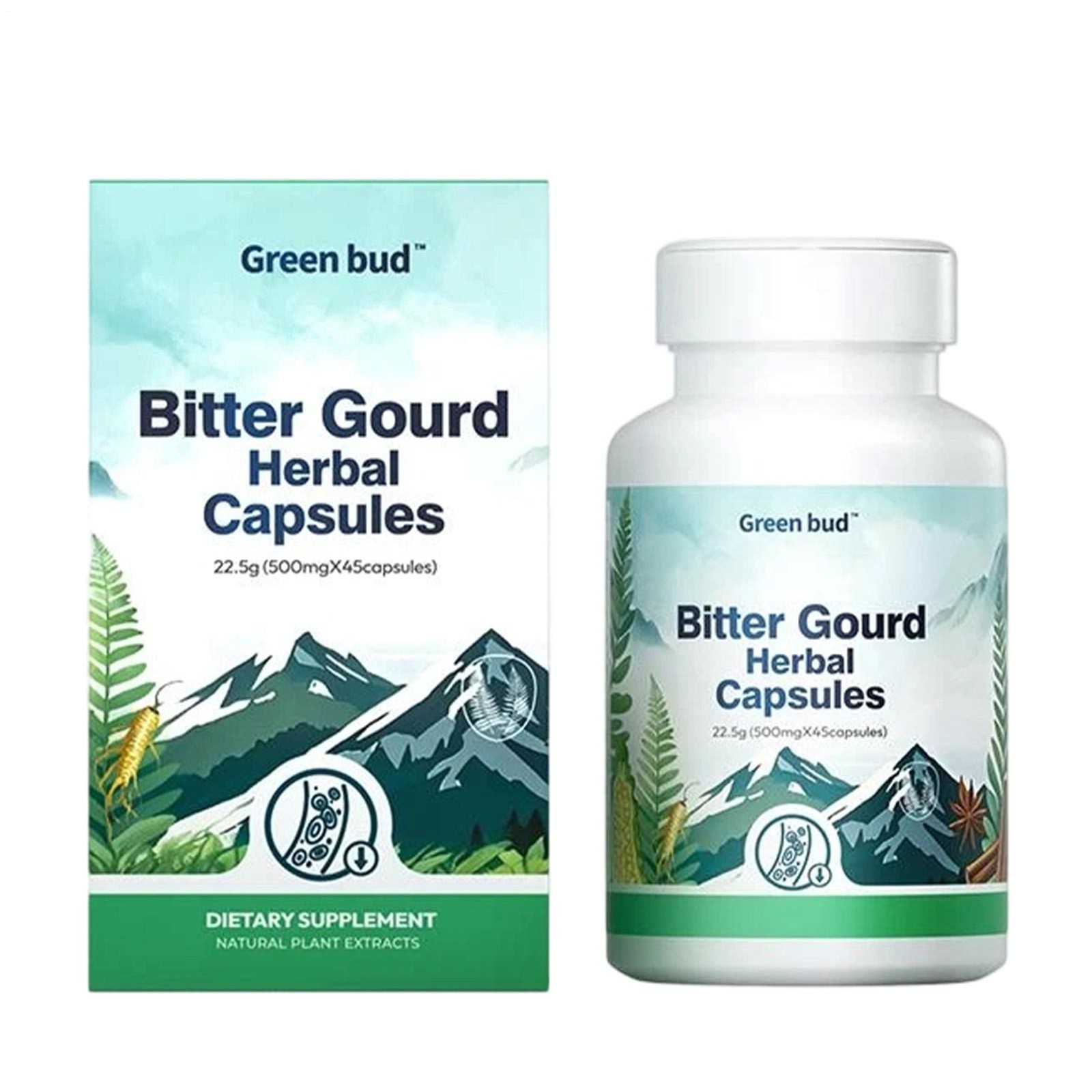 Bitter Gourd Herbal Capsules - Green Bud Bitter Guard Promotes 45 Capsules*1-3PK