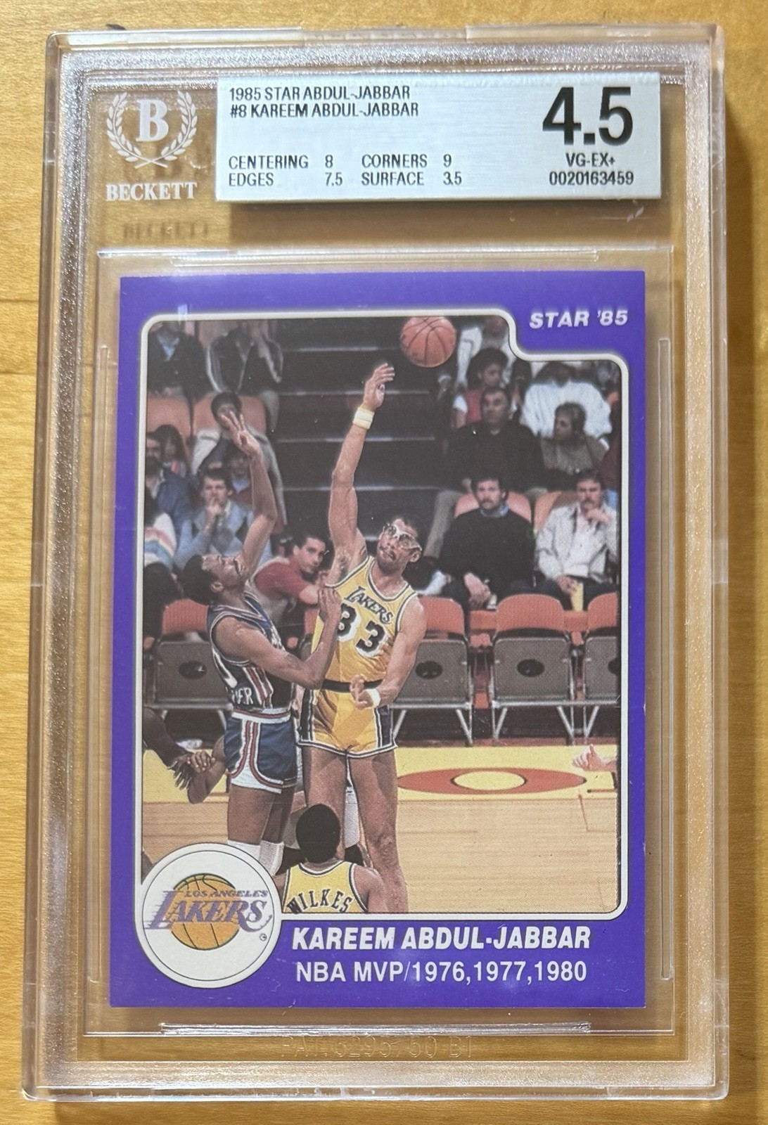 1985-86 Star KAREEM ABDUL-JABBAR Basketball NBA MVP #8 BGS 4.5 W/9,8,&7.5 Subs 1985-86 Star KAREEM ABDUL-JABBAR Basketball NBA MVP #8 BGS 4.5 W/9,8,&7.5 Subs