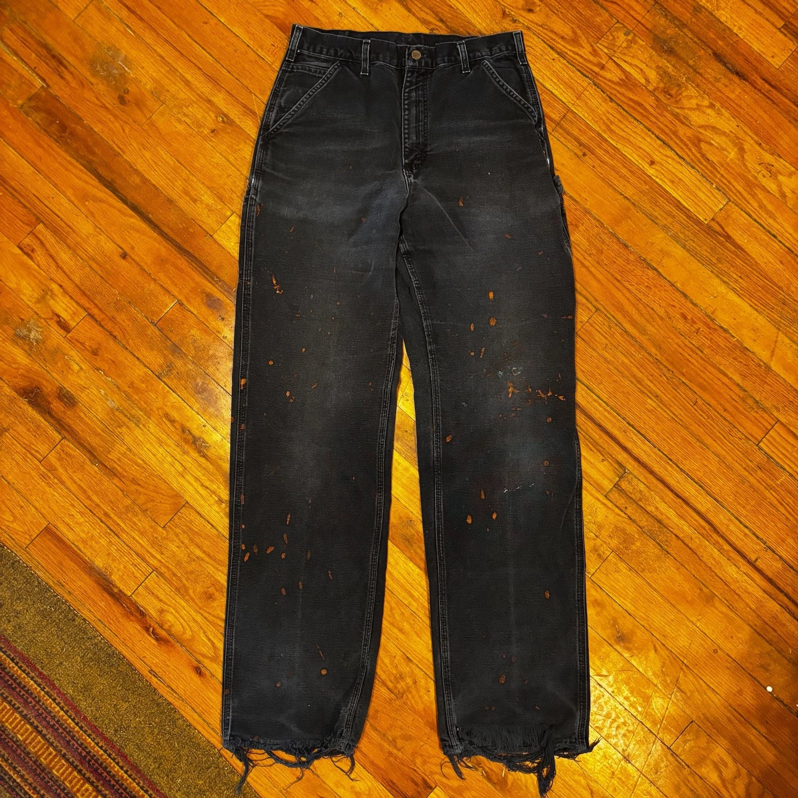 Vintage 2004 Carhartt B11 BLK Dungaree Fit 33x36 Distressed, Painted Work Pants Vintage 2004 Carhartt B11 BLK Dungaree Fit 33x36 Distressed, Painted Work Pants