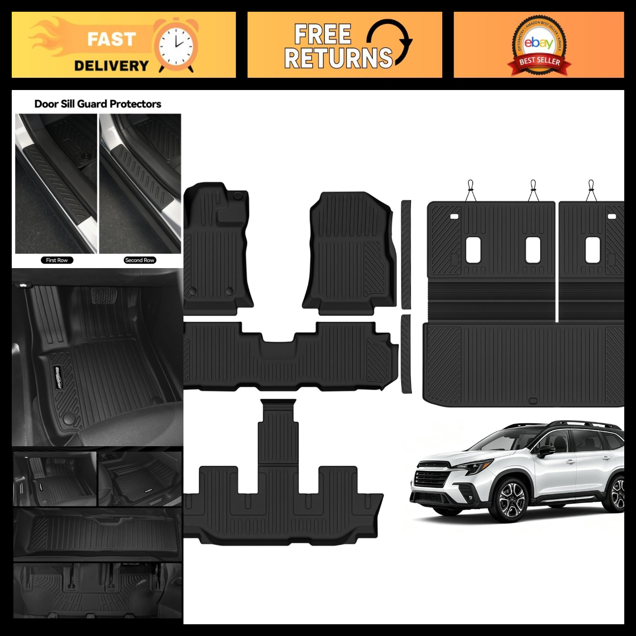 Custom Fit Floor Mats for 2019-2026 Subaru Ascent 7-Seater - All-Weather Protect