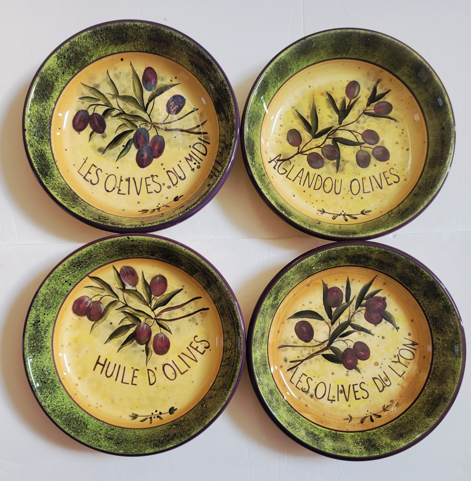 Certified International Susan Winget Garden of Olives pasta Bowls set of 4 EXC