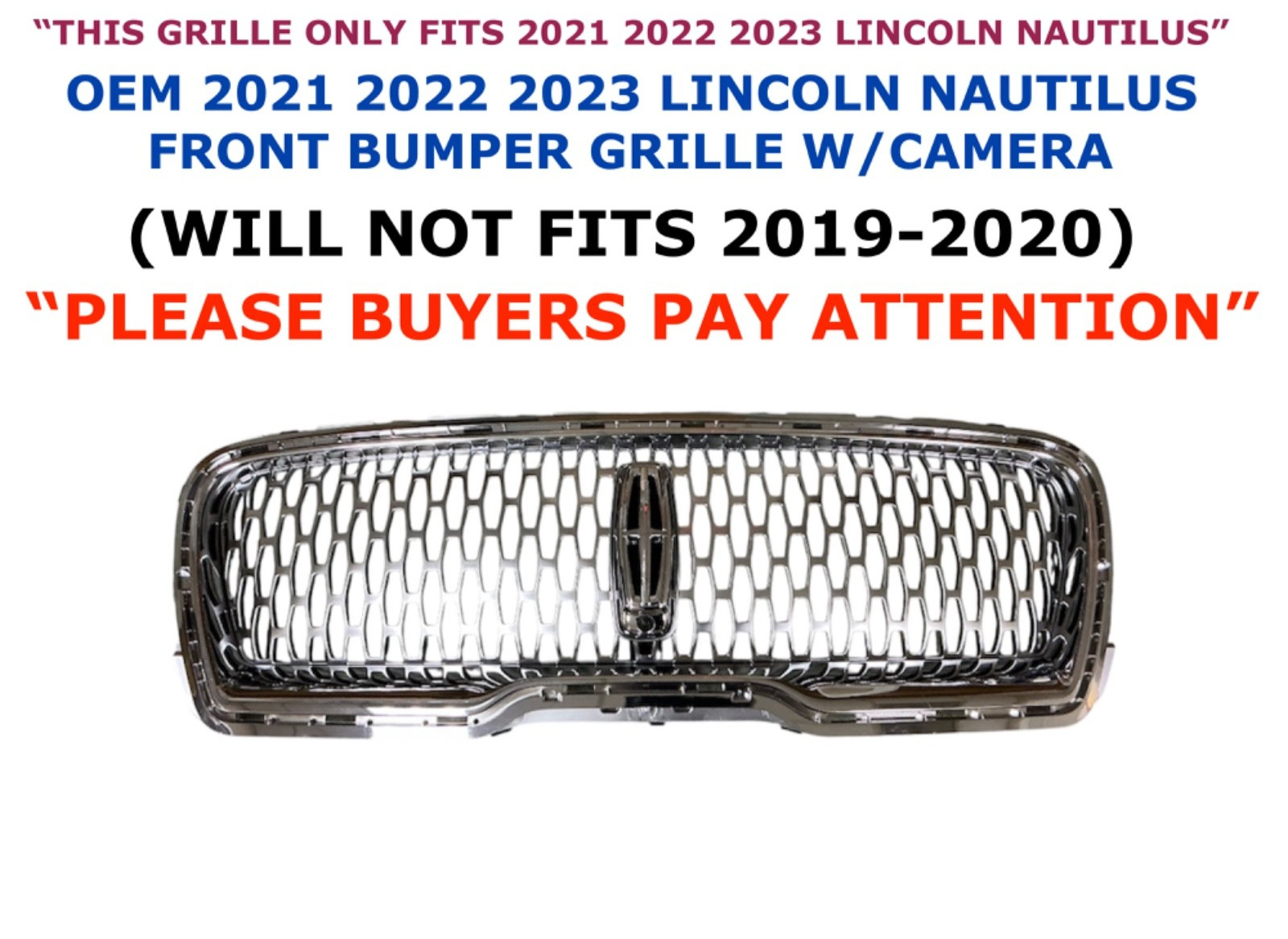 2021 2022 2023 Lincoln Nautilus front upper grille W/CAMERA MA1Z-8200-MA