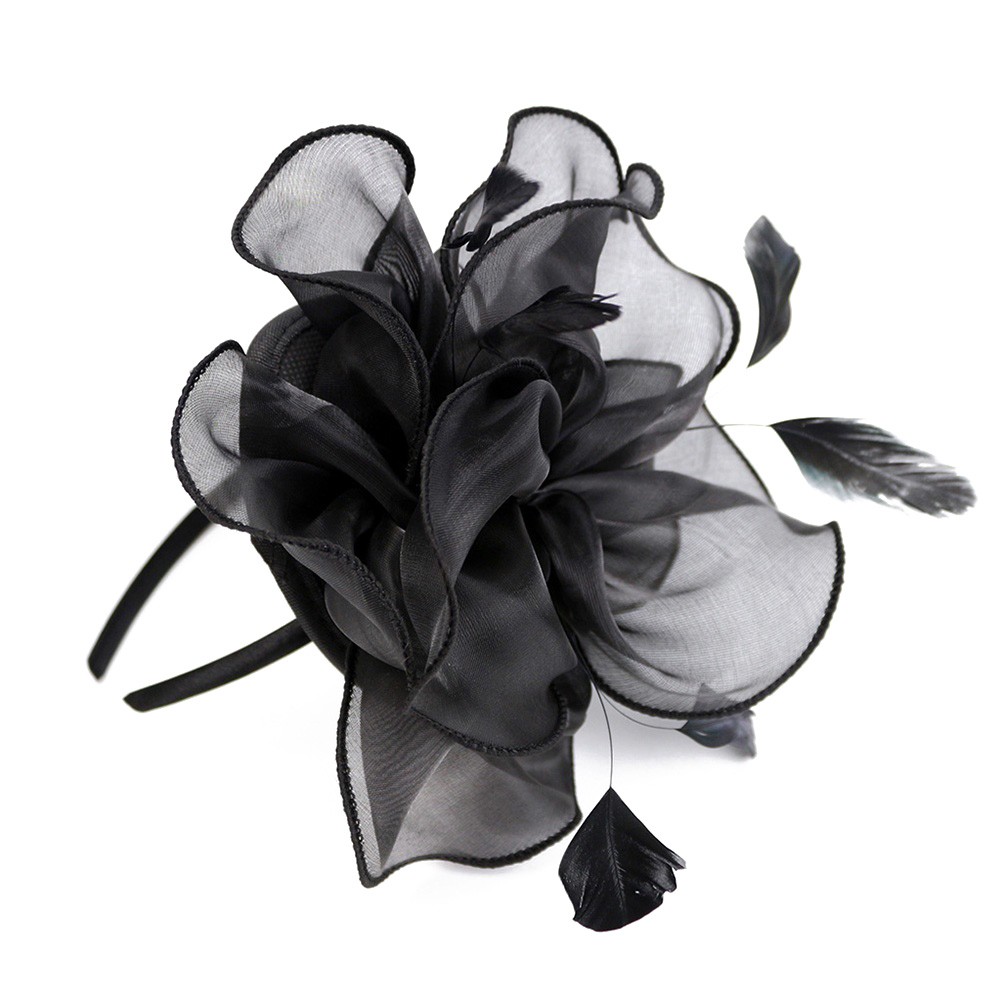 Women Fascinator Hat Flower Mesh Headband Lady Tea Party Headwear Headdress