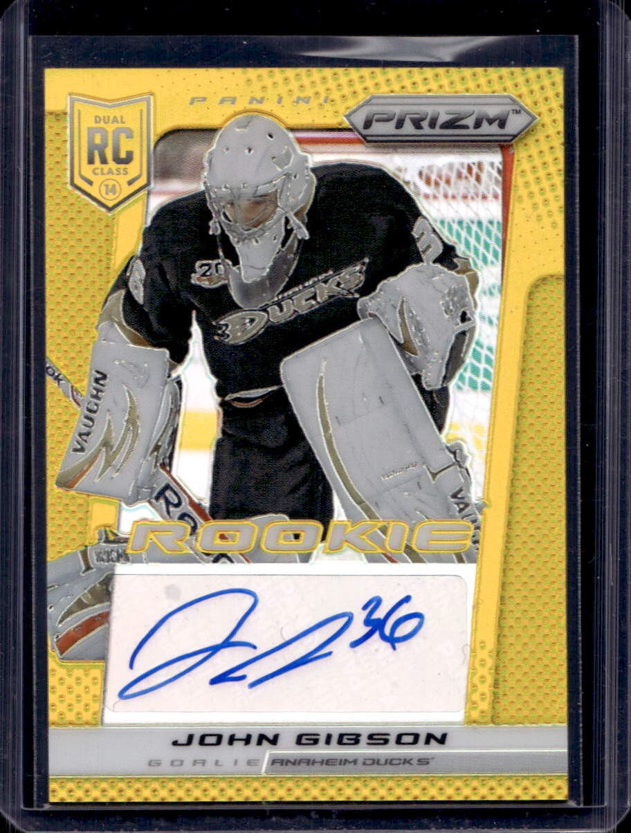 John Gibson 2013-14 Panini Rookie Anthology #321 Prizm Rookie Auto Gold /10 John Gibson 2013-14 Panini Rookie Anthology #321 Prizm Rookie Auto Gold /10