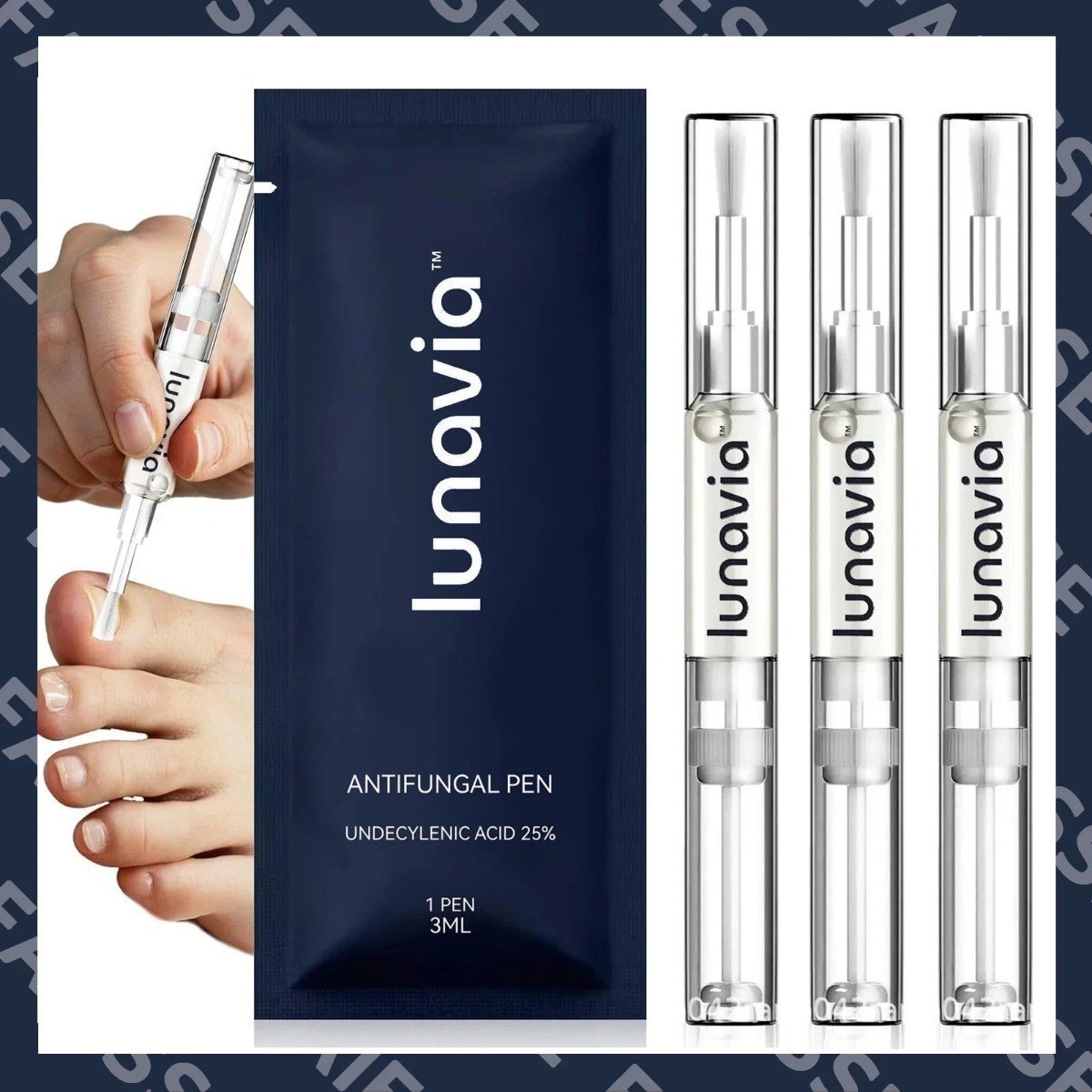 Lunavia Antifungal Pen 3-Pack 25% Undecylenic Acid Toenail Fungus Treatment NEW