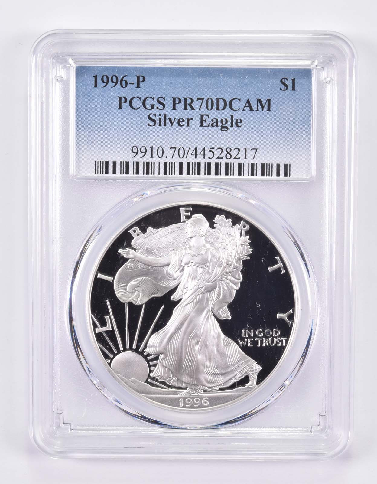 1996-P American Silver Eagle PR70 DCAM PCGS Blue Label 1996-P American Silver Eagle PR70 DCAM PCGS Blue Label