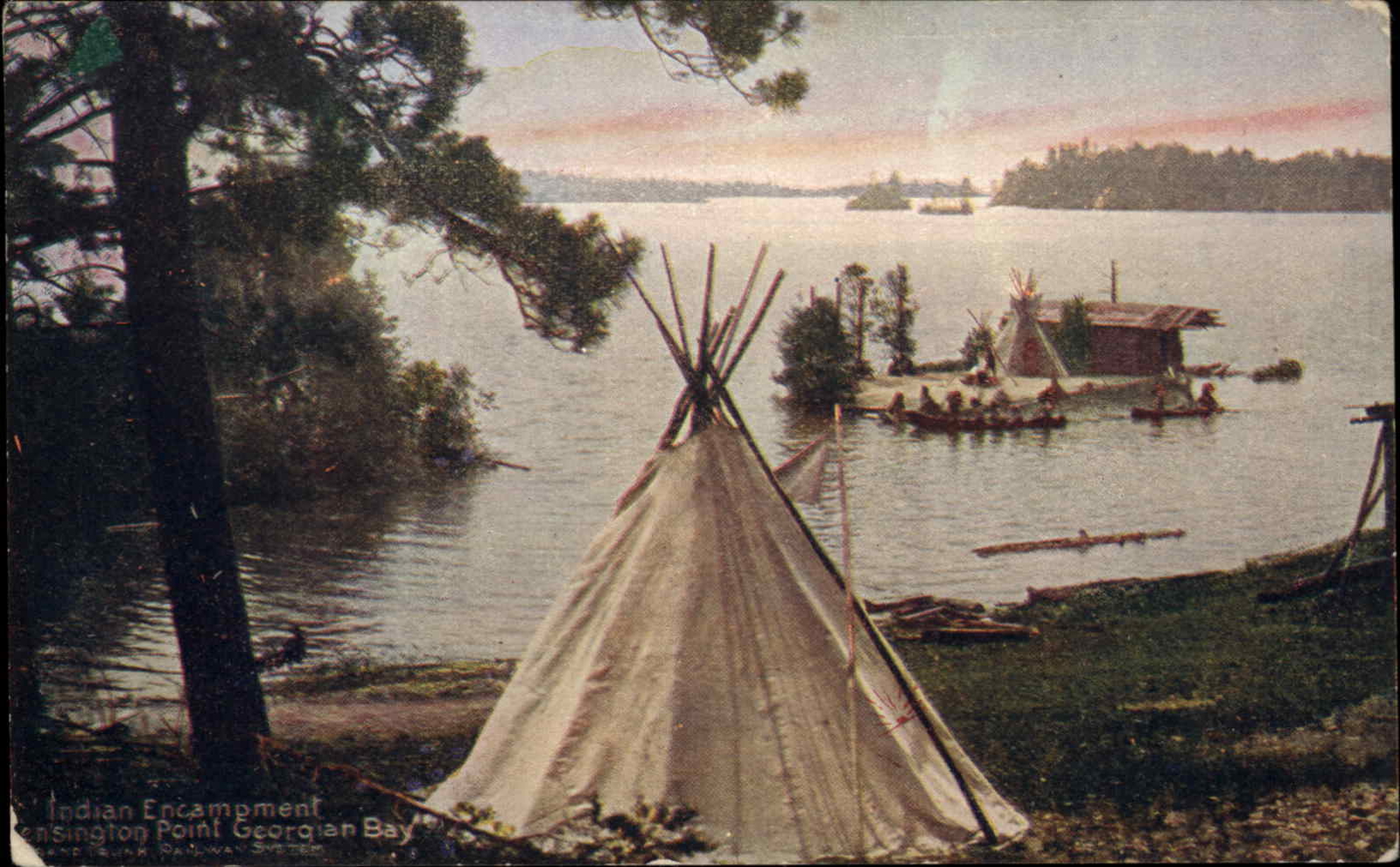 Kensington Point Georgian Bay Teepee Native American Indian Encampment Postcard Kensington Point Georgian Bay Teepee Native American Indian Encampment Postcard