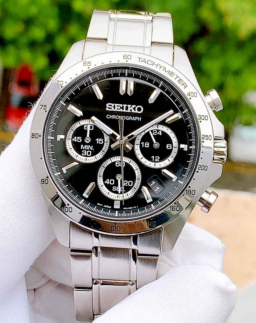 Seiko Spirit SBTR013 Chronograph Black Dial Stainless Steel Men\'s Watch