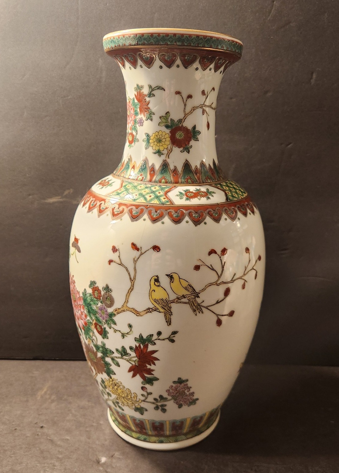 Chinese Famille Rose Porcelain Vase Birds Flowers Qianlong Seal Mark 14