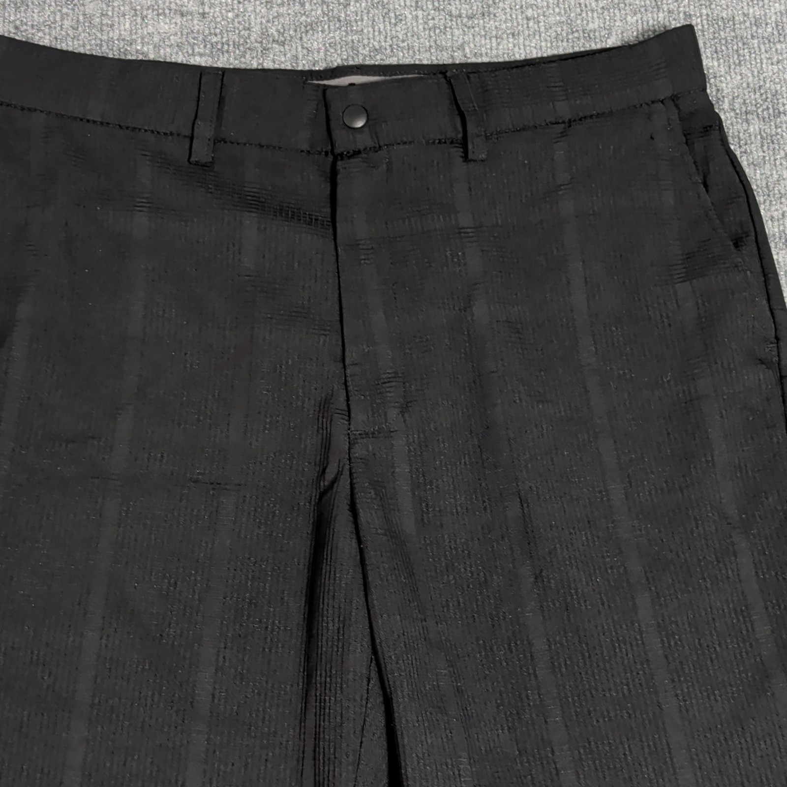 Haggar In Motion Men’s Dress Pants Black Plaid Seersucker Performance 34W