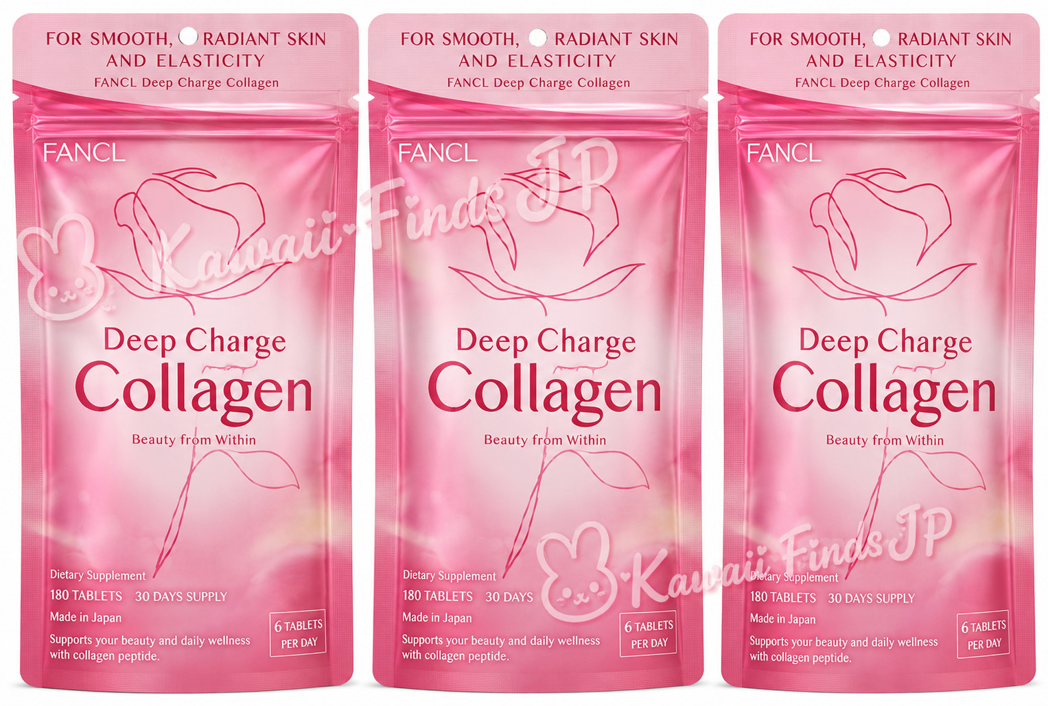 3 Packs FANCL Deep Charge Collagen 90 Days (540 Tablets) Collagen VitaminC Japan
