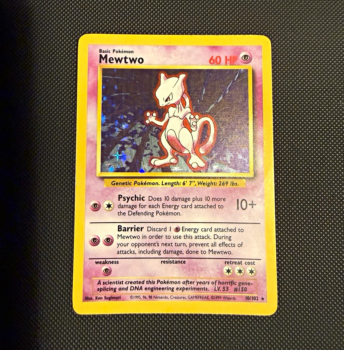 Pokemon TCG Mewtwo 10/102 Base Set Holo Rare 1999 WotC Psychic 60 HP Pokemon TCG Mewtwo 10/102 Base Set Holo Rare 1999 WotC Psychic 60 HP