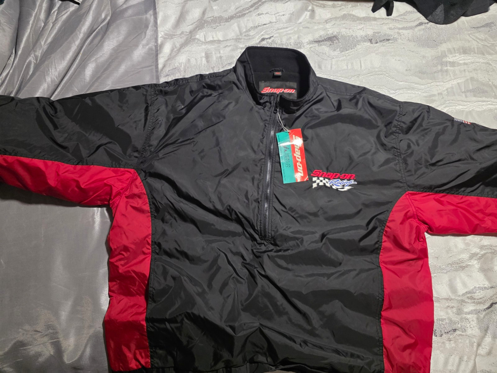 Vintage Snap-on Men’s XXL Black/Red  Windbreaker Jacket 1/4 Zip Embroidered
