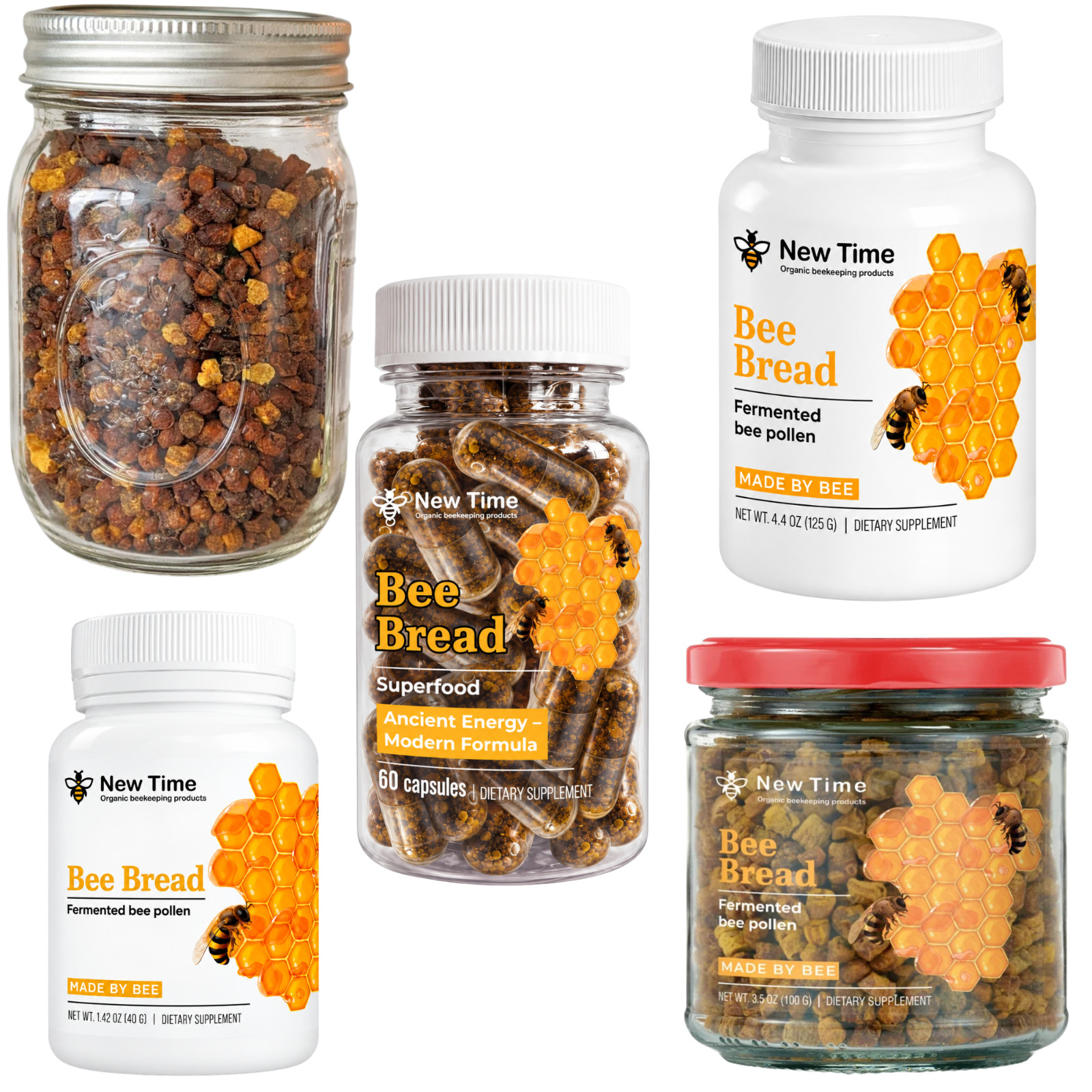 New Time Bee Bread Set Fermented Bee Pollen Perga Natural Superfood Supplement New Time Bee Bread Set Fermented Bee Pollen Perga Natural Superfood Supplement