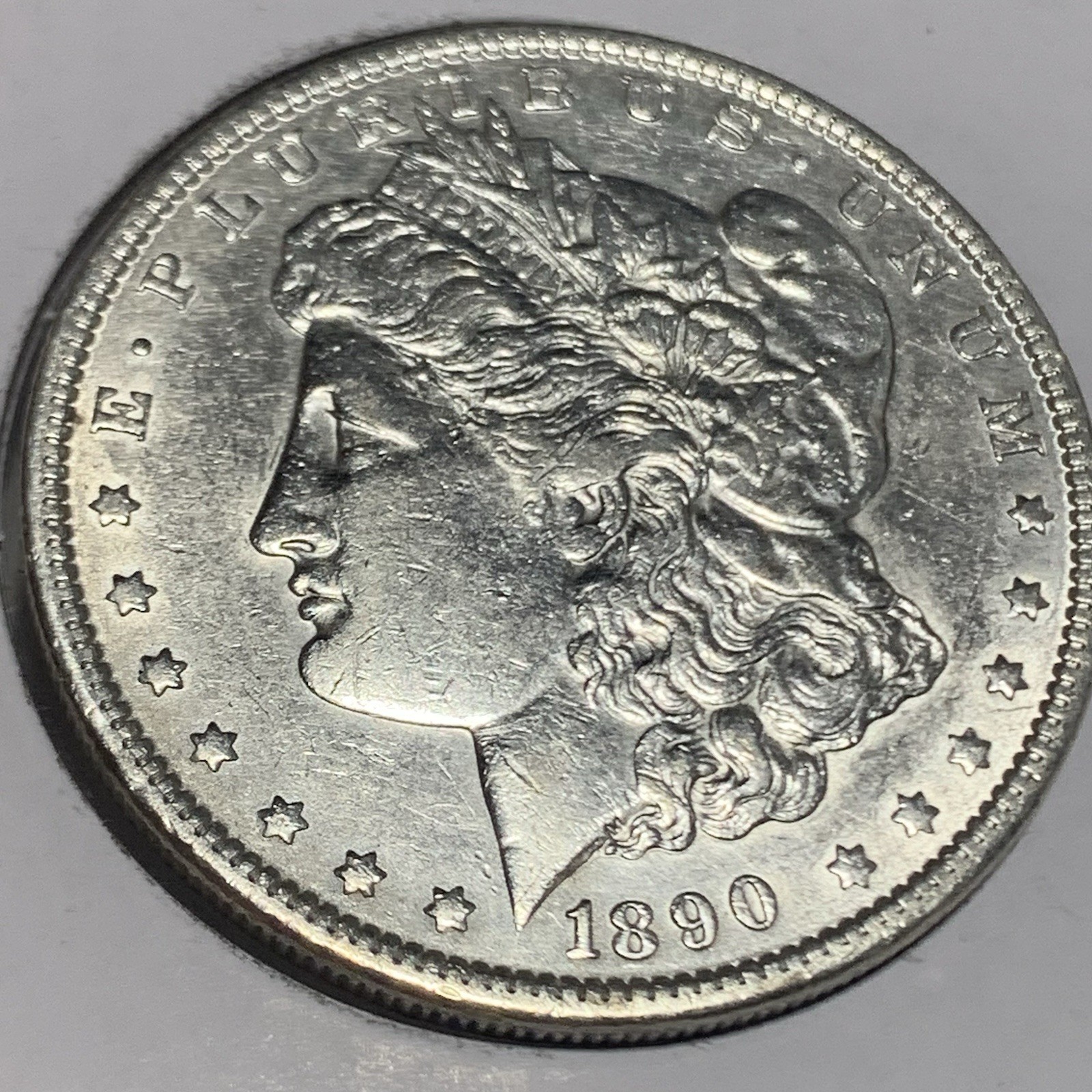 1890-P MORGAN SILVER DOLLAR EF/AU