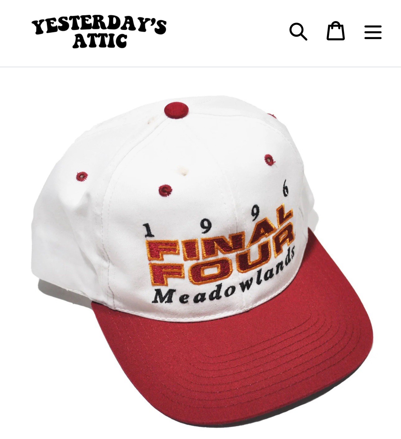 Vintage Final Four 1996 Meadowlands NCAA Basketball 90s Red White Snapback Vintage Final Four 1996 Meadowlands NCAA Basketball 90s Red White Snapback