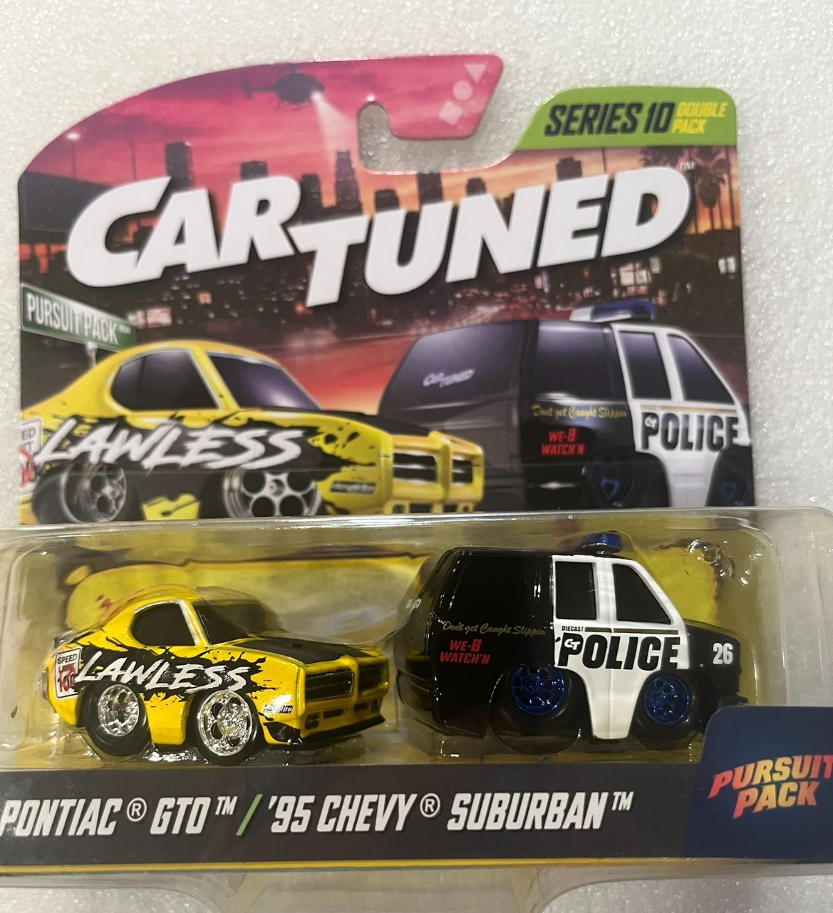 CAR TUNED DOUBLE PACKS new = series 10 =\'69 PONTIAC GTO & \'95 CHEVY SUBURBAN CAR TUNED DOUBLE PACKS new = series 10 =\'69 PONTIAC GTO & \'95 CHEVY SUBURBAN