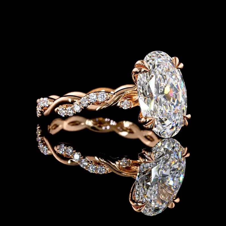 6.30 Ct Certified VVS-E-F-Oval White Diamond Ring-Great luster-PROMO-FREE Studs
