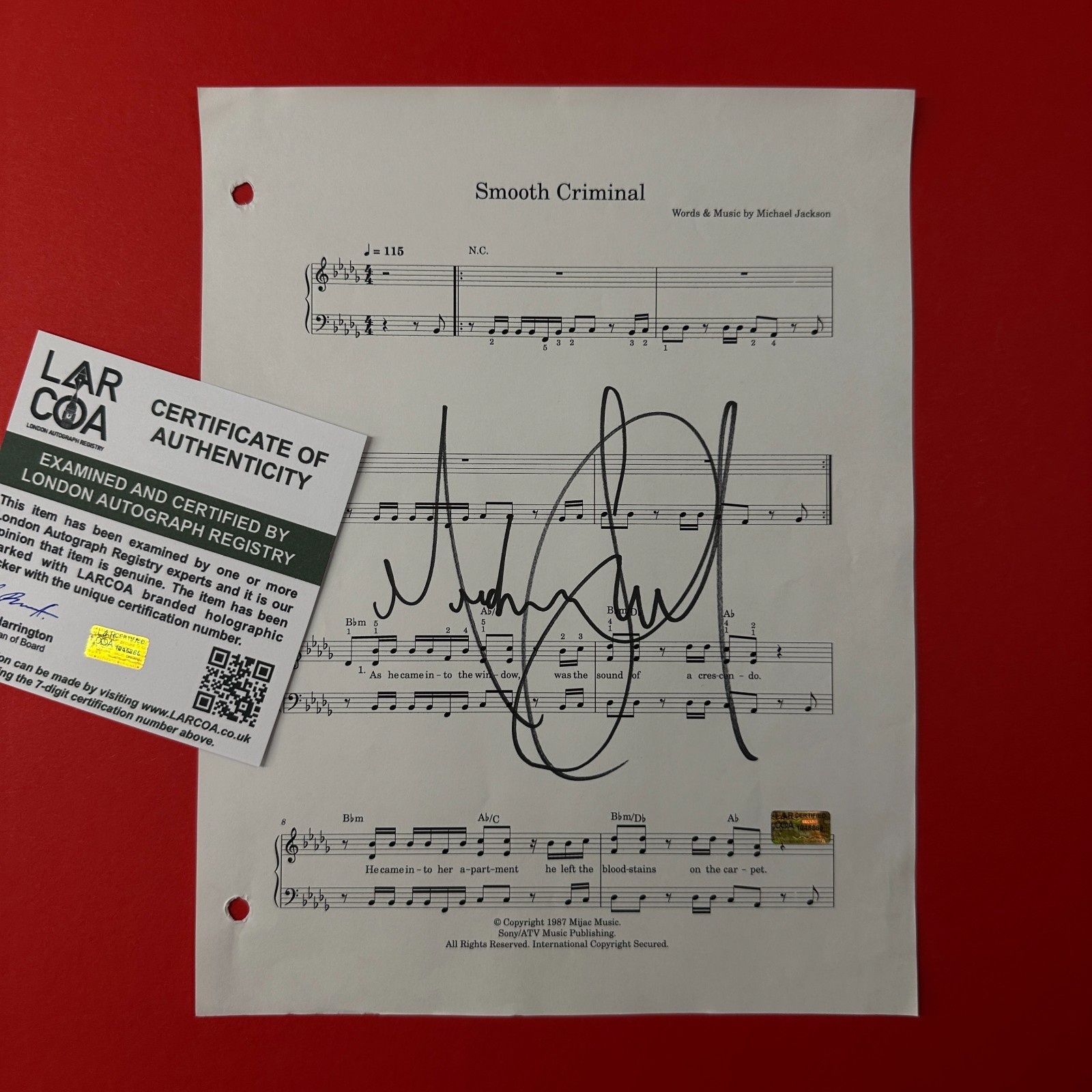 MICHAEL JACKSON Hand-Signed 